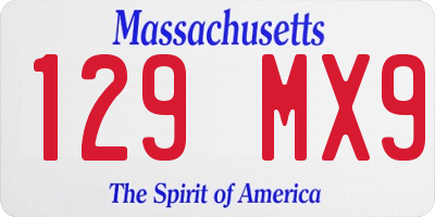 MA license plate 129MX9