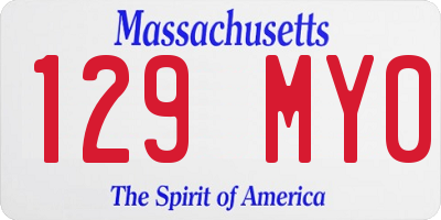 MA license plate 129MY0