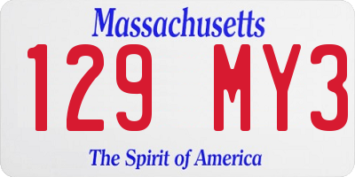 MA license plate 129MY3