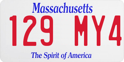 MA license plate 129MY4