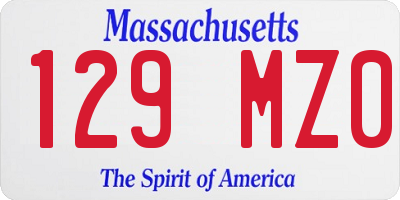 MA license plate 129MZ0