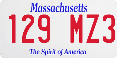 MA license plate 129MZ3