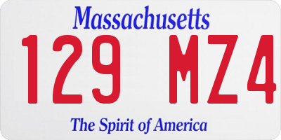 MA license plate 129MZ4