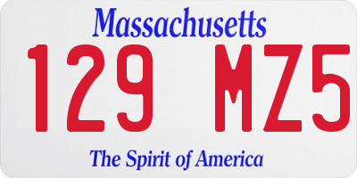 MA license plate 129MZ5