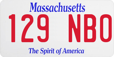 MA license plate 129NB0