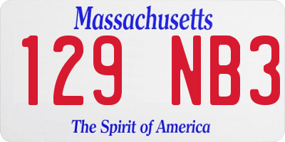 MA license plate 129NB3