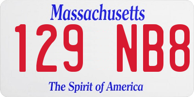 MA license plate 129NB8