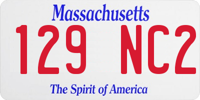 MA license plate 129NC2