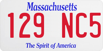 MA license plate 129NC5