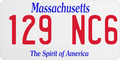 MA license plate 129NC6