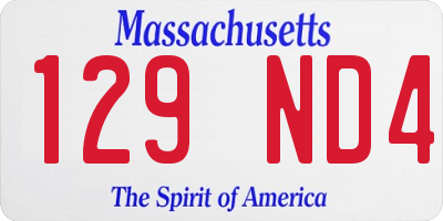 MA license plate 129ND4