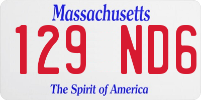 MA license plate 129ND6