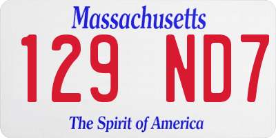 MA license plate 129ND7