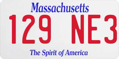 MA license plate 129NE3