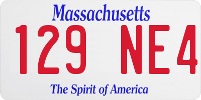 MA license plate 129NE4