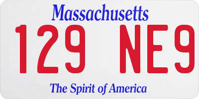 MA license plate 129NE9