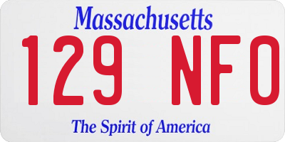 MA license plate 129NF0