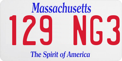MA license plate 129NG3