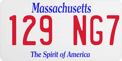 MA license plate 129NG7