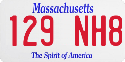 MA license plate 129NH8