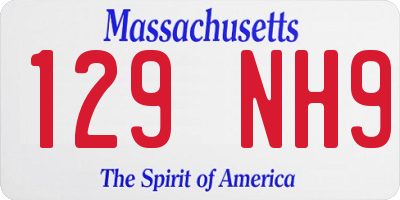 MA license plate 129NH9