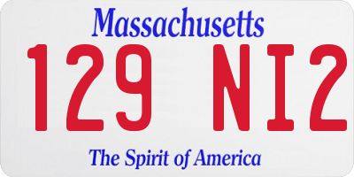 MA license plate 129NI2