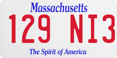 MA license plate 129NI3
