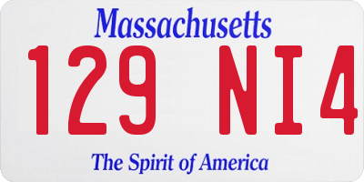 MA license plate 129NI4