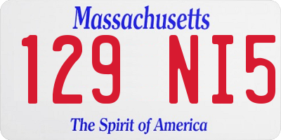 MA license plate 129NI5
