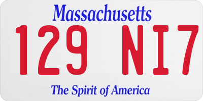 MA license plate 129NI7