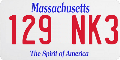 MA license plate 129NK3