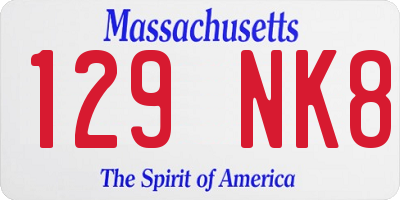 MA license plate 129NK8