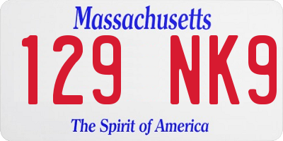 MA license plate 129NK9