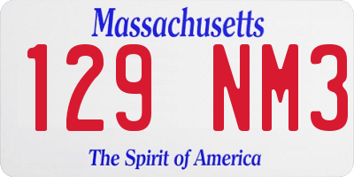 MA license plate 129NM3
