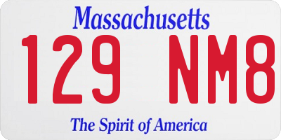 MA license plate 129NM8