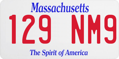 MA license plate 129NM9
