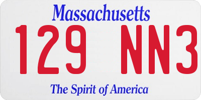 MA license plate 129NN3