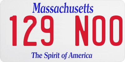 MA license plate 129NO0
