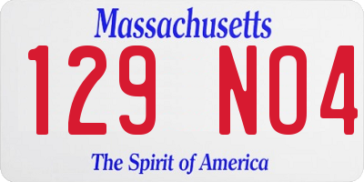 MA license plate 129NO4