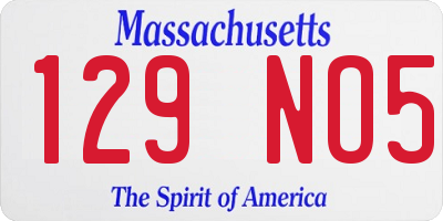 MA license plate 129NO5