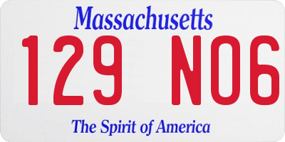 MA license plate 129NO6