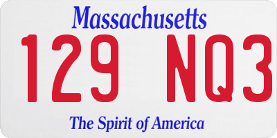 MA license plate 129NQ3