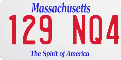 MA license plate 129NQ4