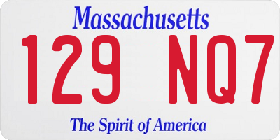 MA license plate 129NQ7