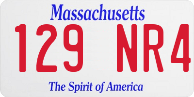 MA license plate 129NR4
