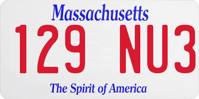 MA license plate 129NU3