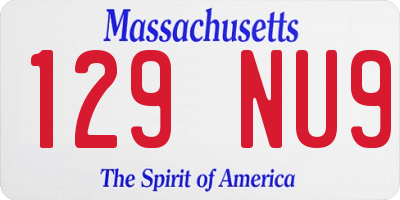 MA license plate 129NU9