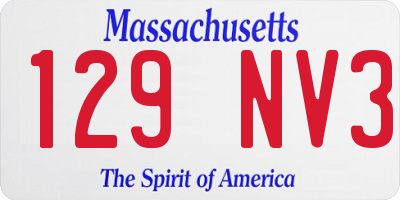 MA license plate 129NV3
