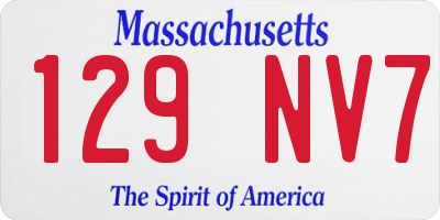 MA license plate 129NV7