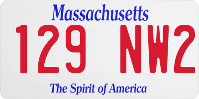 MA license plate 129NW2